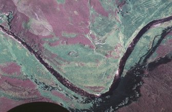 Aerial view of Ishon township and sheepfold, Berriedale, East Sutherland, looking E.