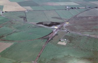 An oblique aerial view of Georgemas Junction, Halkirk, Caithness, looking ENE.