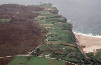 An oblique aerial view of Strathy Point, Farr, Sutherland, looking N.