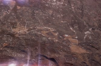 Aerial view of Killin Rock settlement remains, Strath Brora, East Sutherland, looking N.