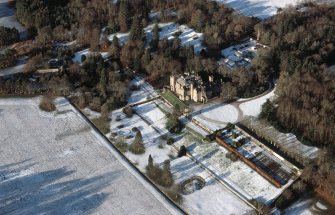 Aerial view of Skibo Castle near Dornoch, East Sutherland, looking W.