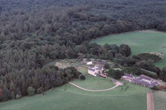 Aerial view of Auchindoune House, Cawdor, E of Inverness, looking N.