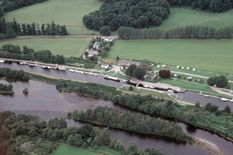Aerial view of Dochgarroch Lock, S of Inverness, looking NW.