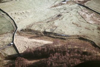 Aerial view of settlement remains at Ballourie, Badenoch & Strathspey, looking SW.