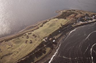 Aerial view of Meikle Ferry, Ness of Portnaculter, Dornoch Firth, near Tain, Easter Ross, looking WNW.