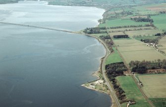 Aerial view of Foulis Point and Cromarty Bridge, Cromarty Firth, looking SW.