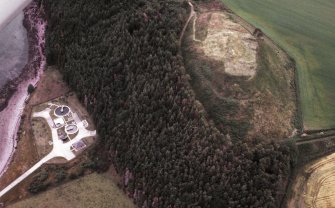 Aerial view of Ormond Castle, Black Isle, Easter Ross, looking S.