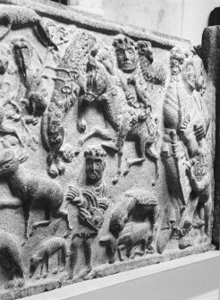 Detail of sarcophagus, showing hunting scene.
(Panel 1)