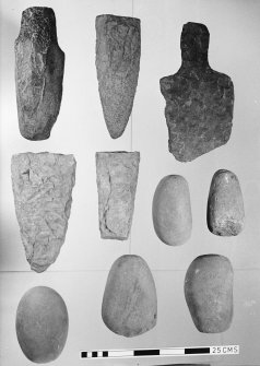 1.7  Stone artefacts (dimensions c690x450mm). L-R top 79,78,80; centre 94,93,89,88; bottom 91,90,92.