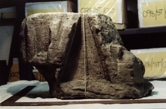 Post excavation photograph : carved stones found in North tower and Dunstaffnage Chapel.