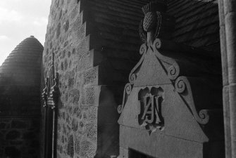 Initials of August Holms on dormer head, Formakin House, Erskine, Renfrewshire 
