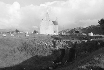 Clapper Bridge, by Cliff House, NG854810, and rear Cliff House, Gairloch parish, Ross and Cromarty, Highlands