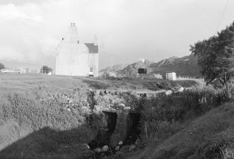 Clapper Bridge, by Cliff House, NG854810, and rear Cliff House, Gairloch parish, Ross and Cromarty, Highlands