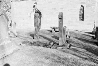 Graves in churchyard, St Marnoch's Parish Church, Fowlis Easter, Angus