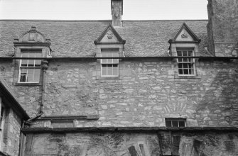 View of dormer windows, Cessnock Castle, from west.