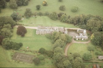 Aerial view of The Burn Country House, near Edzell, Angus, looking NW.