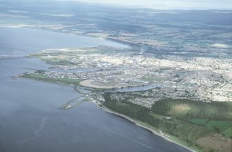 Aerial view of mouth of River Ness and Clachnaharry, Inverness, looking SE.