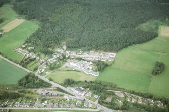 Aerial view of Lawson Memorial Hospital and S end of Golspie, East Sutherland, looking W.