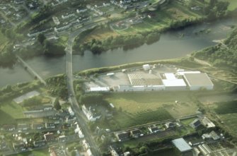 Aerial view of Conon River at Conon Bridge, Easter Ross, looking NNW.