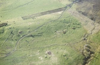 Aerial view of Garbeg barrow cemetery and field system, near Drumnadrochit, Inverness-shire, looking NW.