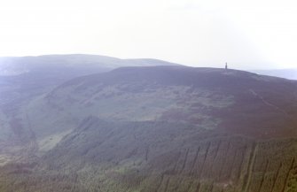 Aerial view of Duke of Sutherland monument above Golspie, East Sutherland, looking NW.