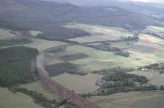 Aerial view of Nairn Viaduct and Clava Lodge, E of Inverness, looking S.