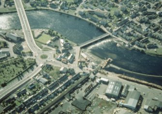Aerial view of Inverness Railway viaduct being re-built, Inverness, looking WSW.