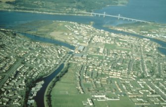 Aerial view of Muirtown Locks and Basin, Caledonian Canal, Inverness, looking NE.
