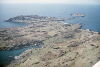 Aerial view of Port Mor and Sean Bhaile, Muck, Small Isles, looking W.