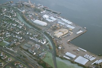 Aerial view of Invergordon oil rig Fabrication Yard, Cromarty Firth, looking SE.