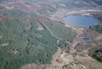 Aerial view of Comrie and Loch Achilty, Strathconon, near Contin, Easter Ross, looking E.