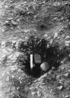 Braidwood: excavation photograph (1947), posthole 8. Note contact between 'foreign' packing stones and native rock.