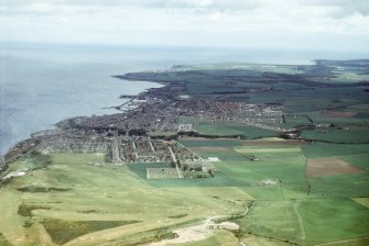 Aerial view of Buckpool and Buckie, Banffshire, looking NW.