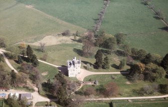 Aerial view of Craigievar Castle, Aberdeenshire, looking E.