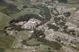 Aerial view of Peterculter Papermill, Aberdeenshire, looking NNW.