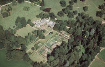 Aerial view of Fettercairn House, Kincardine, Aberdeenshire, looking NW.