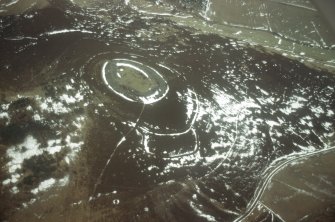 Aerial view of White Caterthun Hillfort, near Brechin, Angus, looking SW.