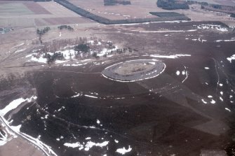 Aerial view of White Cathertun Hillfort, near Brechin, Angus, looking SE.