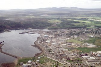 Aerial view of Stornoway Harbour and Town, Isle of Lewis, looking NW.