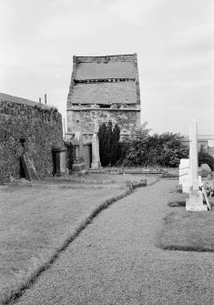 General view of dovecot and burial ground, Athelstaneford.