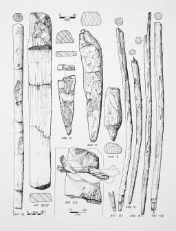 Pieces of dressed wood from vallum ditch, lower peat block.