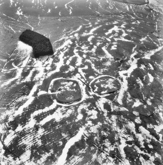 Aerial photograph showing Castles Girnigoe, Sinclair and Castle Haven Dyke