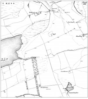 Publication illustration: 'Extract from the first edition of the OS 6-inch map, showing the area to the west of Mountcow Farmsteading, Shotts (Lanarkshire 1864, sheet viii, surveyed 1859).