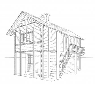 Gordon Castle, Swiss Cottage; perspective view of conjectural reconstruction