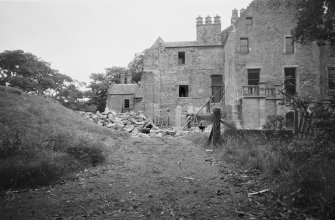 View of west side of Luffness House after demolition.