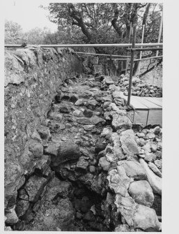 Loch Leven Castle.  Gen Details Exposed Courtyard E. Wall