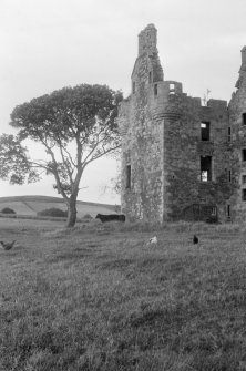 View of west wing of Leslie Castle from south.