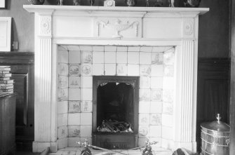 Interior.
View of library fireplace.