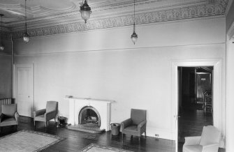 Interior view of Mayfield House showing south west drawing room on ground floor.