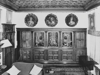 Skirling House, Biggar, Lanarkshire.  Lounge With Three Roundels in Position (Della Robbia Panels)